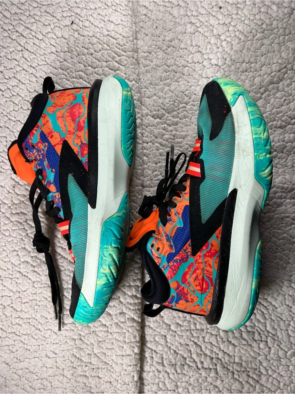 Jordan Zion 1 Planet Z Men’s Basketball Sneakers in Teal, Orange & Black sz 7.5